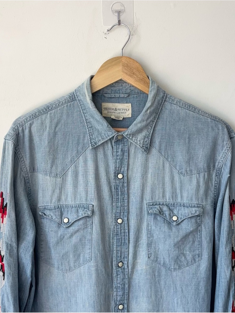 Ralph Lauren Denim & Supply Embroidered Western Chambray Shirt Men’s XL Denim - Picture 3 of 11